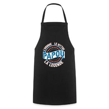 Papou Fete Des Grand Pères Papy - Tablier de cuisine - noir - Devant - AI Model Male 185 dark (185cm)