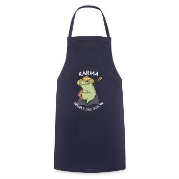 Karma Frosch - Kochschürze - Navy - Vorne - AI Model Male 185 dark (185cm)