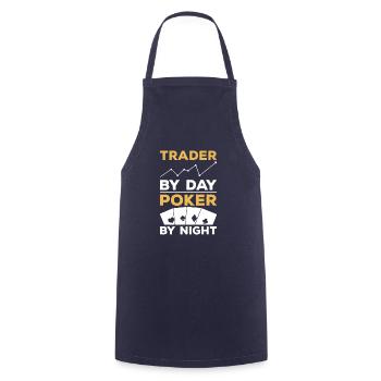 Trader By Day Poker By Night Casino Cards - Cooking Apron - navy - Front - AI Model Male 185 dark (185cm)