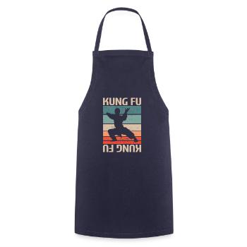 Retro Vintage Classic Kung Fu Martial Artist - Cooking Apron - navy - Front - AI Model Male 185 dark (185cm)