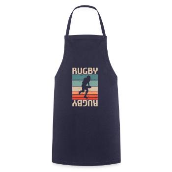 Joueur de rugby classique rétro vintage - Tablier de cuisine - marine - Devant - AI Model Male 185 dark (185cm)