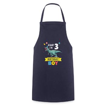 Kids 3 Year Old Shirt 3rd Birthday Boy T Rex - Kochschürze - Navy - Vorne - AI Model Male 185 dark (185cm)