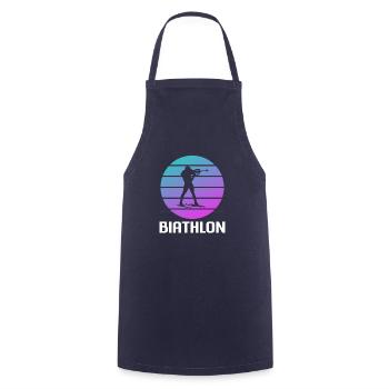 Retro Vintage Classic Biathlon Biathlete - Cooking Apron - navy - Front - AI Model Male 185 dark (185cm)