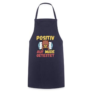 Positiv auf Müde getestet Bär Fun - Kochschürze - Navy - Vorne - AI Model Male 185 dark (185cm)