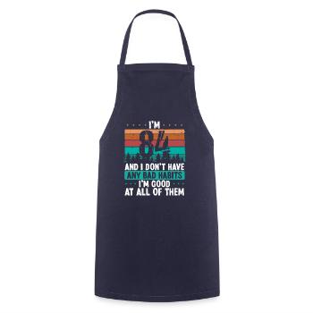 84 Year Old Birthday Funny Humor 84 Birthday - Cooking Apron - navy - Front - AI Model Male 185 dark (185cm)