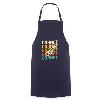 Retro Vintage Classic Cornet Player Instrument - Cooking Apron - navy - Front - AI Model Male 185 dark (185cm)