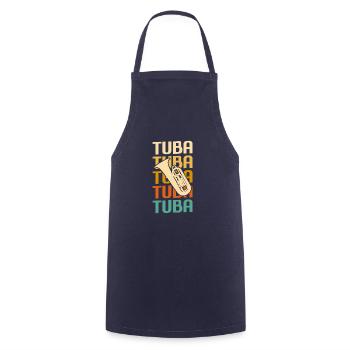 Retro Vintage Classic Tuba Player Instrument - Cooking Apron - navy - Front - AI Model Male 185 dark (185cm)