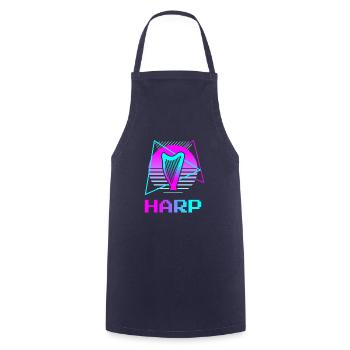 Retro Vintage Classic Harp Instrument Guita - Cooking Apron - navy - Front - AI Model Male 185 dark (185cm)