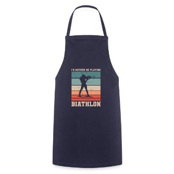 Retro I'd Rather Be Playing Biathlon Biathlete - Cooking Apron - navy - Front - AI Model Male 185 dark (185cm)