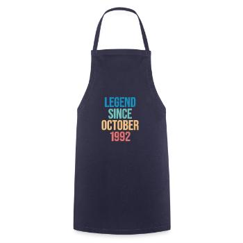 October 1992 - 30th birthday gift. Legend. - Cooking Apron - navy - Front - AI Model Male 185 dark (185cm)