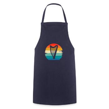 Retro Vintage Classic Harp Instrument Guita - Cooking Apron - navy - Front - AI Model Male 185 dark (185cm)