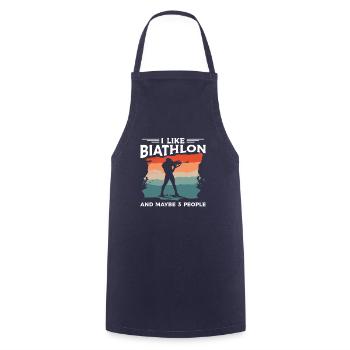 Retro I Like Biathlon And Maybe 3 People Biathlete - Cooking Apron - navy - Front - AI Model Male 185 dark (185cm)