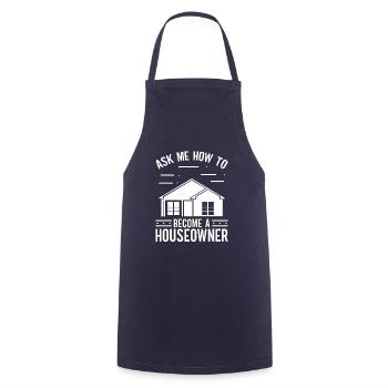 Real Estate Agent Ask me how to become Houseowner - Cooking Apron - navy - Front - AI Model Male 185 dark (185cm)