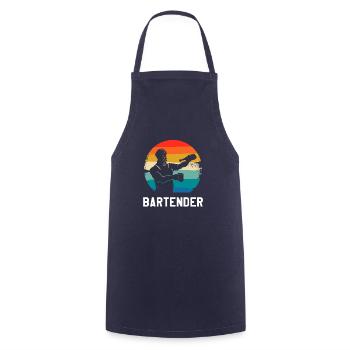 Retro Vintage Classic Bartender Bartending - Kochschürze - Navy - Vorne - AI Model Male 185 dark (185cm)