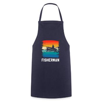 Retro Vintage Classic Fisherman Fishing - Cooking Apron - navy - Front - AI Model Male 185 dark (185cm)