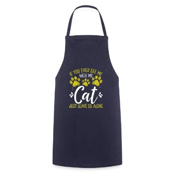 L’amant du chat avec mon chat laisse-moi tranquille Propriétaire de chaton - Tablier de cuisine - marine - Devant - AI Model Male 185 dark (185cm)