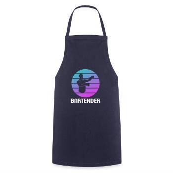 Retro Vintage Classic Bartender Bartending - Kochschürze - Navy - Vorne - AI Model Male 185 dark (185cm)