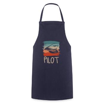 Retro Vintage Classic Pilot Aviation - Cooking Apron - navy - Front - AI Model Male 185 dark (185cm)