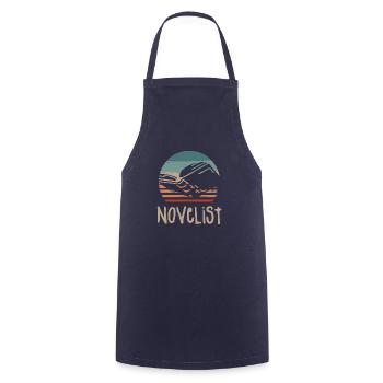 Retro Vintage Novelist Novel Author - Cooking Apron - navy - Front - AI Model Male 185 dark (185cm)