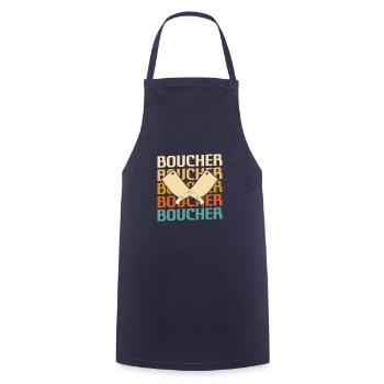 Retro Boucher Boucherie - Kochschürze - Navy - Vorne - AI Model Male 185 dark (185cm)