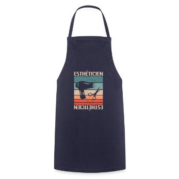 Vintage Retro Esthéticien Cosmétologie - Tablier de cuisine - marine - Devant - AI Model Male 185 dark (185cm)
