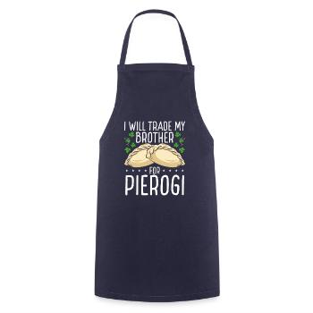 Pierogi Maker Trade my Brother for Polish Food - Cooking Apron - navy - Front - AI Model Male 185 dark (185cm)