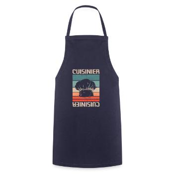Vintage Retro Cuisinier Chef Cuisine - Tablier de cuisine - marine - Devant - AI Model Male 185 dark (185cm)