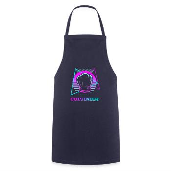 Retro Cuisinier Chef Cuisine - Tablier de cuisine - marine - Devant - AI Model Male 185 dark (185cm)