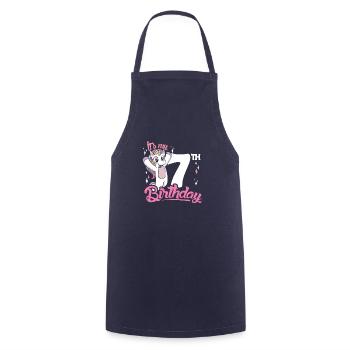 7e anniversaire Enfants Licorne Toodler Seven - Tablier de cuisine - marine - Devant - AI Model Male 185 dark (185cm)
