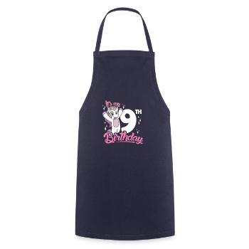 9th Birthday Kids Unicorn Nine Birthday - Cooking Apron - navy - Front - AI Model Male 185 dark (185cm)