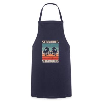 Vintage Retro Serrurier Serrurerie - Tablier de cuisine - marine - Devant - AI Model Male 185 dark (185cm)
