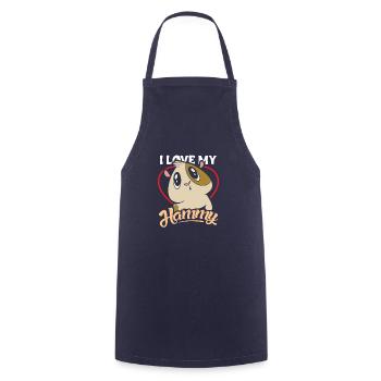 I Love my Hammy Hamster Owner Saying - Cooking Apron - navy - Front - AI Model Male 185 dark (185cm)