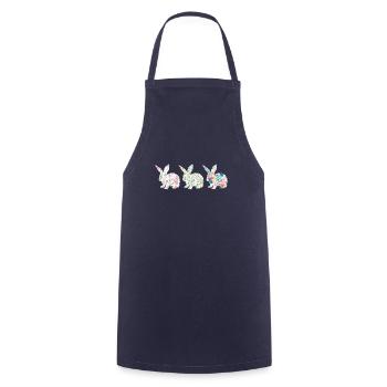 Easter Three Bunnies Rabbit Flower - Kochschürze - Navy - Vorne - AI Model Male 185 dark (185cm)