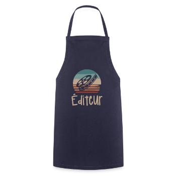 Vintage Retro Éditeur Vidéo Édition - Tablier de cuisine - marine - Devant - AI Model Male 185 dark (185cm)