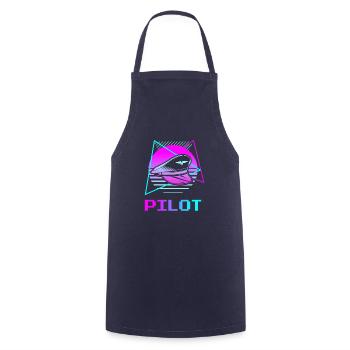 Pilotes d’aviation rétro - Tablier de cuisine - marine - Devant - AI Model Male 185 dark (185cm)