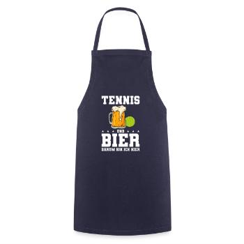 Tennis Und Bier Darum Bin Ich Hier Tennisspieler - Kochschürze - Navy - Vorne - AI Model Male 185 dark (185cm)