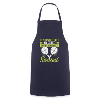 Match de joueur de paddle-tennis Entrez dans mon court - Tablier de cuisine - marine - Devant - AI Model Male 185 dark (185cm)