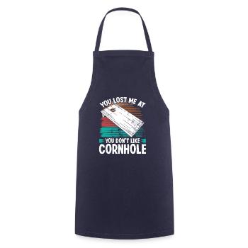 Joueur de Cornhole Tu m’as perdu à Cornhole Team - Tablier de cuisine - marine - Devant - AI Model Male 185 dark (185cm)