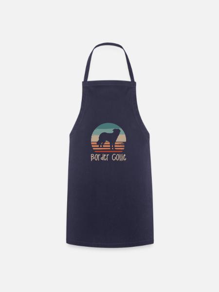 Vintage Retro Boarder Collie Hundeliebhaber - Kochschürze - Navy