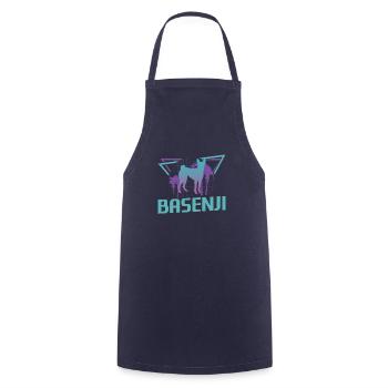 Retro Basenji Dog Lover - Cooking Apron - navy - Front - AI Model Male 185 dark (185cm)