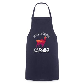 Alpaka und Lama Wanderung - Kochschürze - Navy - Vorne - AI Model Male 185 dark (185cm)