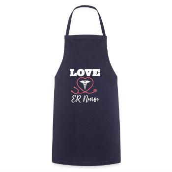 Love ER Nurse Emergency Room Nurses RN - Cooking Apron - navy - Front - AI Model Male 185 dark (185cm)