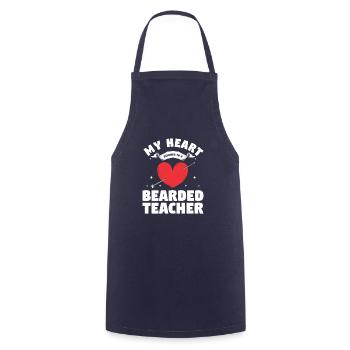 My Heart Belongs To A Bearded Teacher Valentine's - Cooking Apron - navy - Front - AI Model Male 185 dark (185cm)