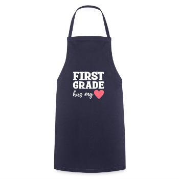 First Grade Has My Heart Valentine's Day - Cooking Apron - navy - Front - AI Model Male 185 dark (185cm)