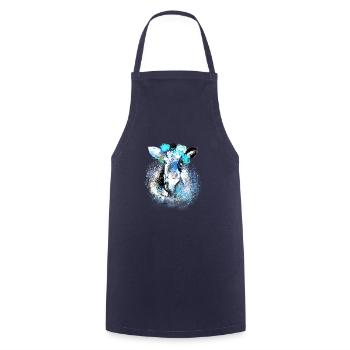 blue, cow ,light blue,painting ,drawing - Cooking Apron - navy - Front - AI Model Male 185 dark (185cm)