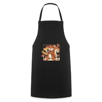 Écureuil Fond forestier Mangeur de noix - Tablier de cuisine - noir - Devant - AI Model Male 185 dark (185cm)