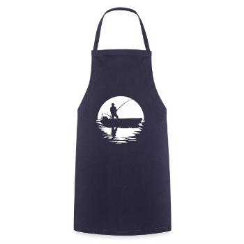 Angeln bei Vollmond - Mondnacht - Angler Geschenk - Kochschürze - Navy - Vorne - AI Model Male 185 dark (185cm)