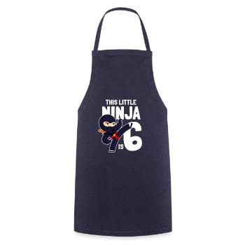 This Little Ninja Is 6 Birthday Birthday Six - Cooking Apron - navy - Front - AI Model Male 185 dark (185cm)