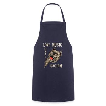 Love music hate racism - Kochschürze - Navy - Vorne - AI Model Male 185 dark (185cm)