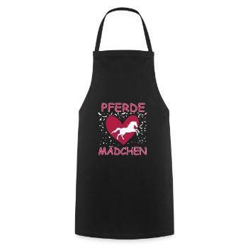 Pferde Mädchen Herz Liebe ReitenPony Reiter Stall - Kochschürze - Schwarz - Vorne - AI Model Male 185 dark (185cm)